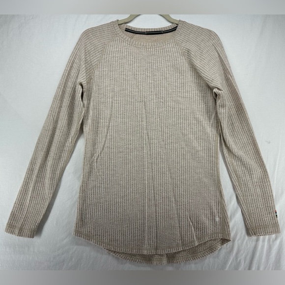 Smartwool Waffle Knit Top Shirt Long Sleeve Tan Beige Tan Cream Layering Small - Picture 2 of 8